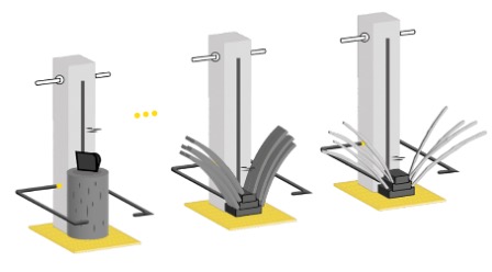 Schematic illustration of the planned ML-supported processing from split rods to wood-based products.